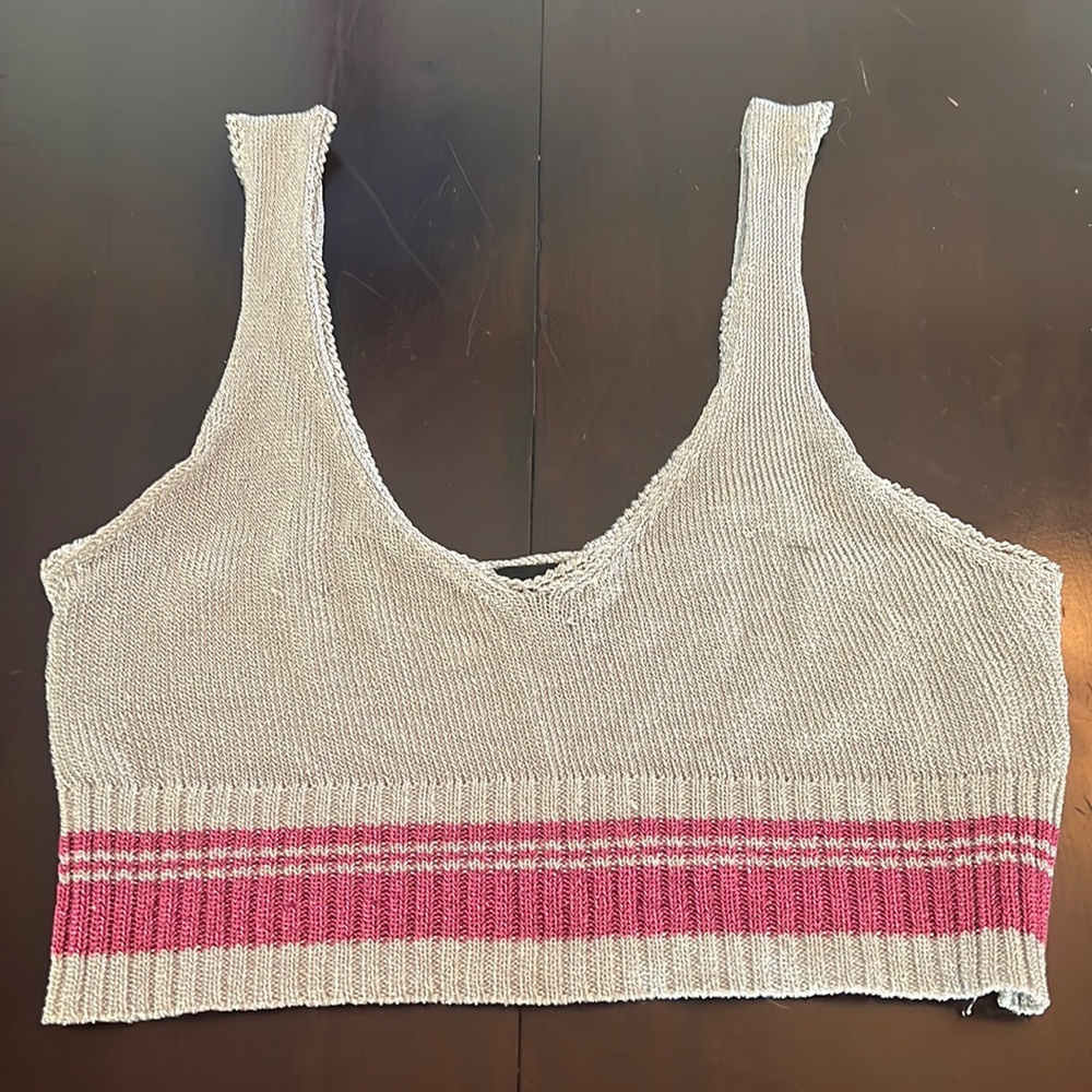 Topshop Nordstrom Size US6 Silver and Pink Metallic Crop Top